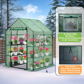 Purlyu Walk-in Greenhouse with a zipper door for easy access.