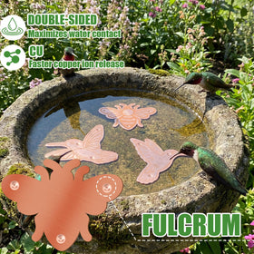 Purpeak bird-design copper disk resists weather for year-round use.