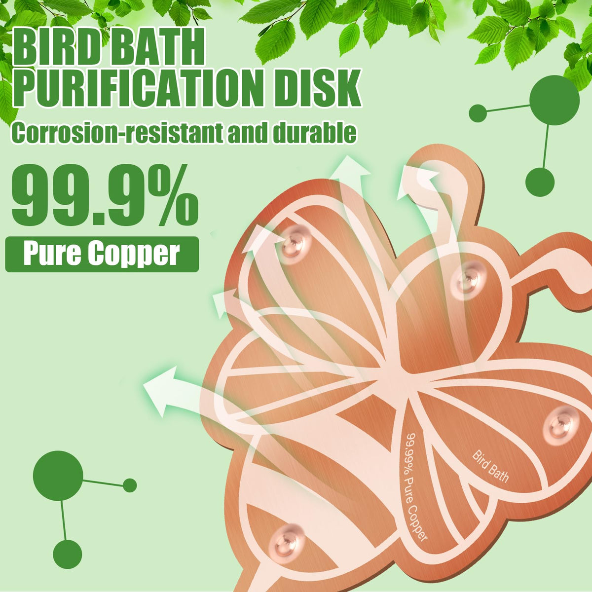 Purpeak copper disk withstands rain and sun with minimal maintenance.