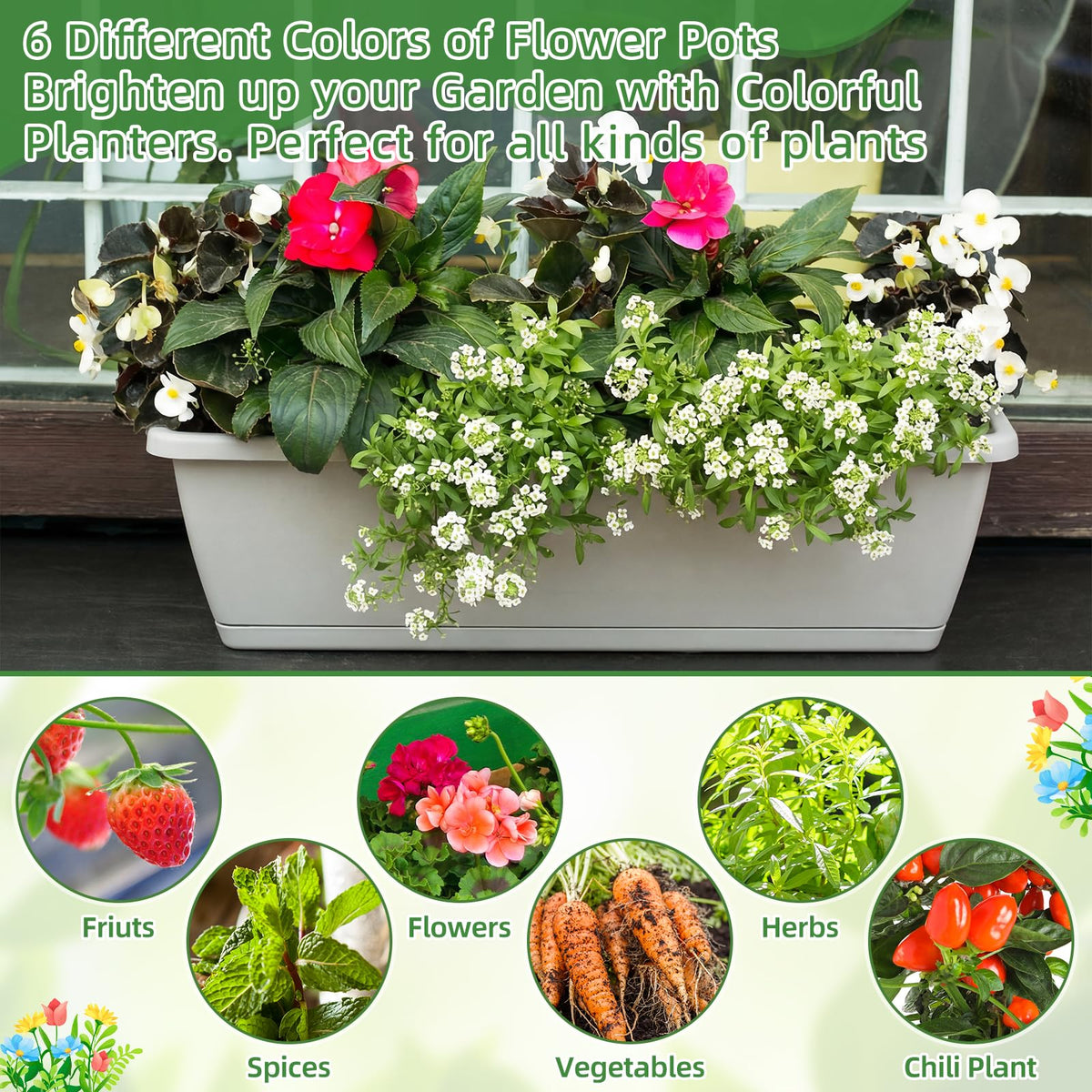 Purpeak durable indoor outdoor planters suitable for year round use