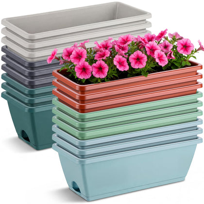 Purpeak window box planters with drainage and saucers for tidy balcony gardening