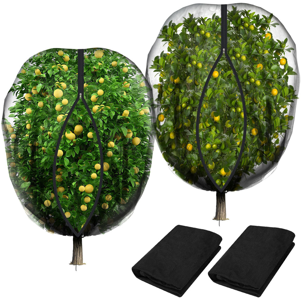Purple Star 1N fruit tree netting with zipper covers large trees while allowing airflow.