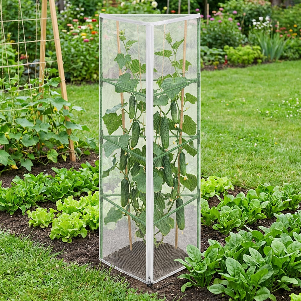 PURPLE STAR 1N garden barrier helps deter birds and small animals from climbing vegetables.