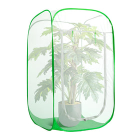 PURPLE STAR 1N pop-up garden mesh cover, front view, protects plants from birds and insects.