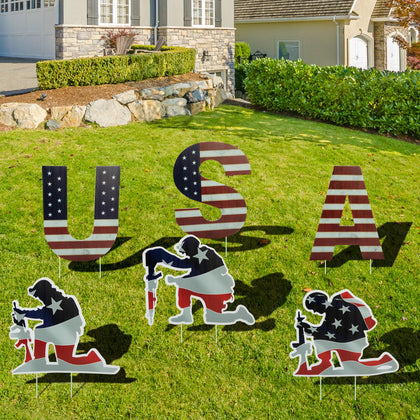 PURPLE STAR 1N soldier signs for outdoor patriotic display and remembrance.