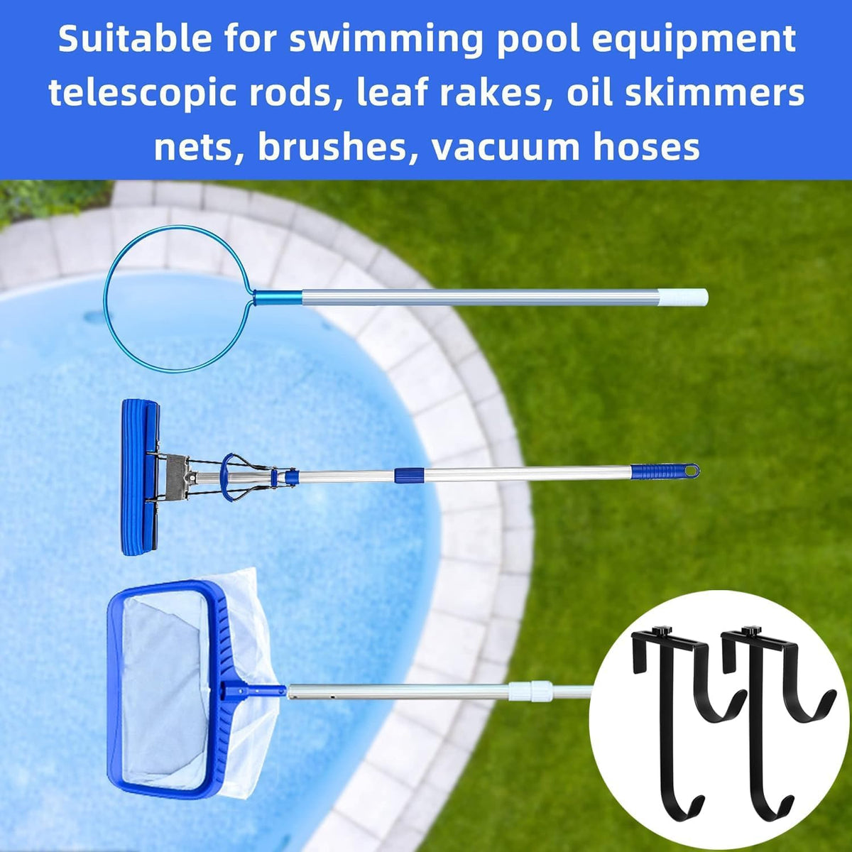 Purple Star 1N tidy poolside setup with hooks and hoses