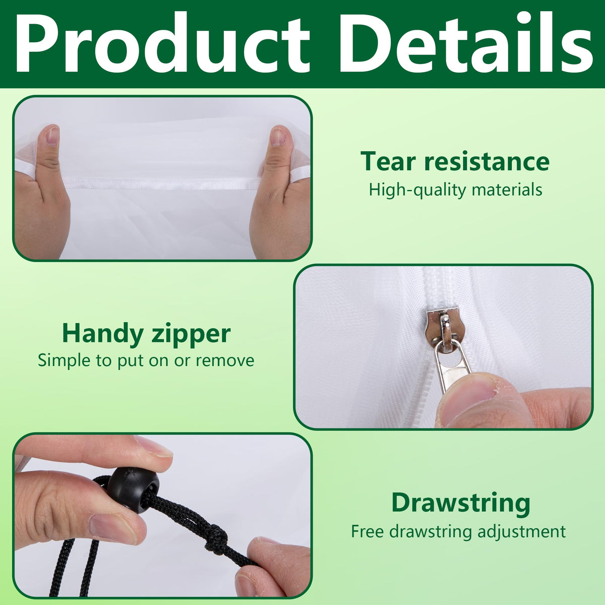 PURPLE STAR 1N zipper-drawstring design enables easy removal for watering and fruit picking.