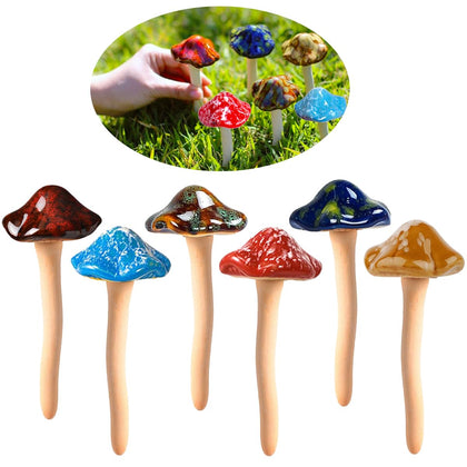 Purple Star six-pack ceramic mushrooms in a gift-ready box for easy gifting