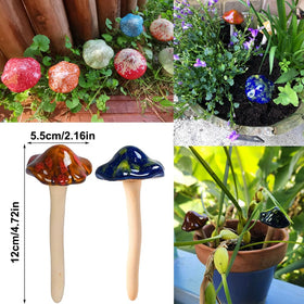 Purple Star ceramic mushrooms garden decor enhancing yard and plant displays