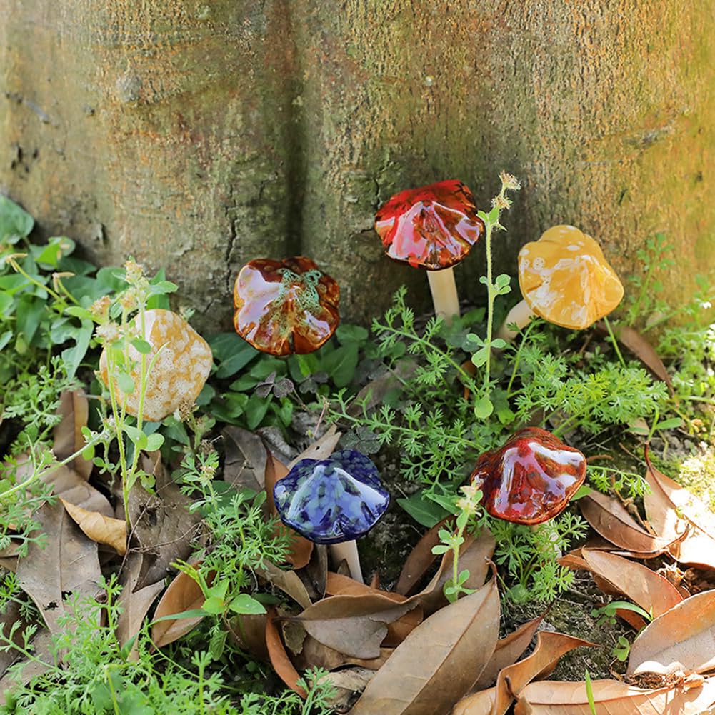Purple Star ceramic mushrooms outdoor decor for beds pots and lawns