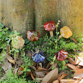 Purple Star ceramic mushrooms outdoor decor for beds pots and lawns