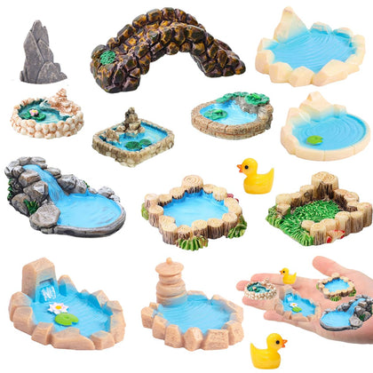Purple Star 15-pack fairy garden pond set enhances tiny landscapes with whimsical charm.