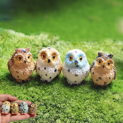 Purple Star mini owls resin figurines for enchanting fairy gardens and home decor.
