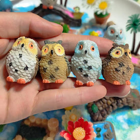 Purple Star owl dollhouse miniature figures brighten shelves and dioramas.