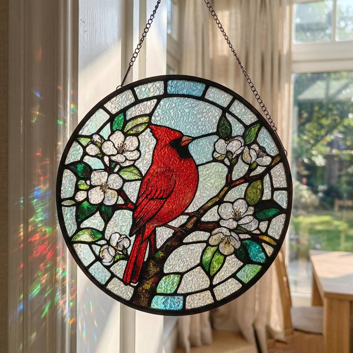 PURRGIFTS memorial gift cardinal glass ornament for window remembrance and comfort.