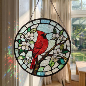 PURRGIFTS memorial gift cardinal glass ornament for window remembrance and comfort.
