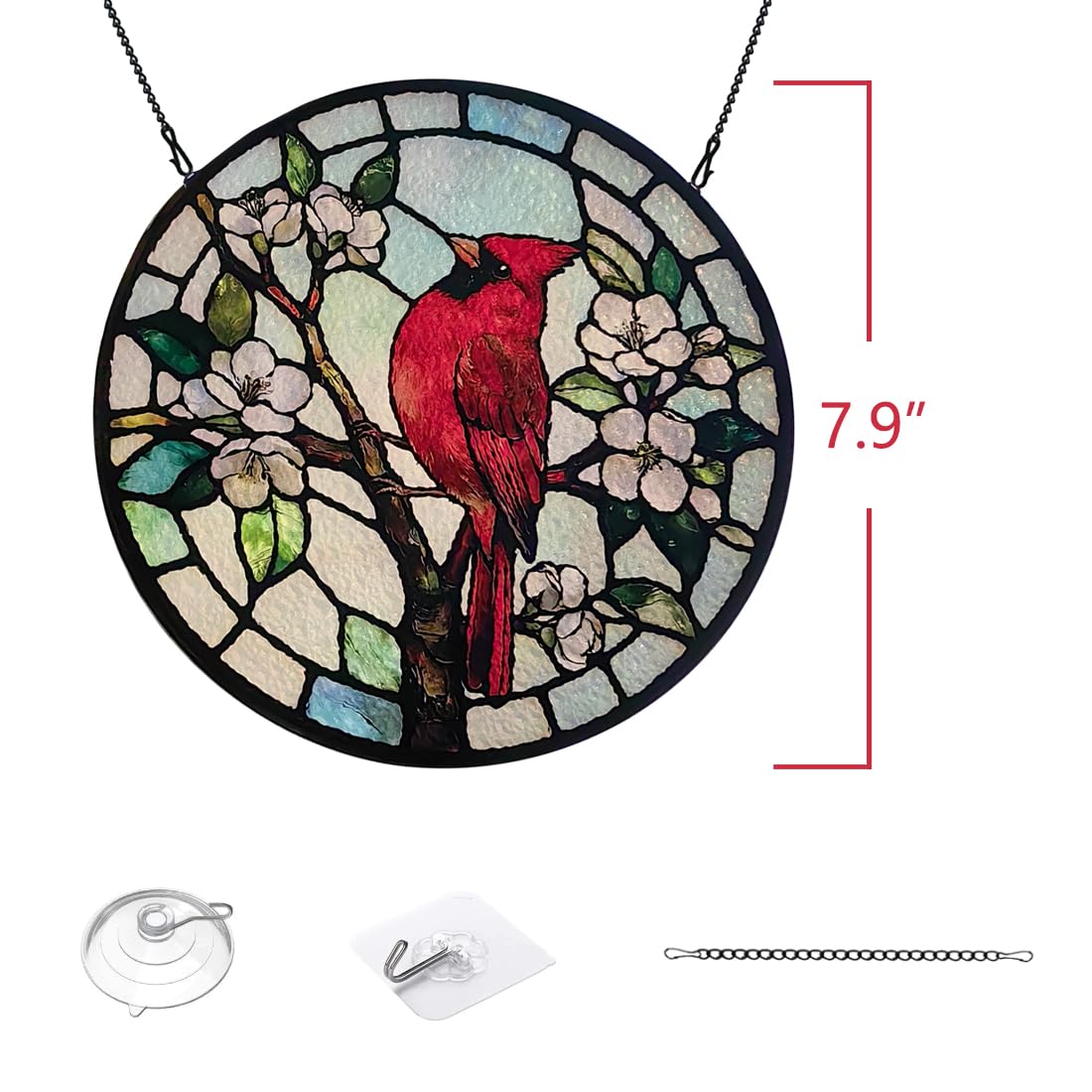 PURRGIFTS weather-resistant glass suncatcher with suction cup and chain for easy hanging.