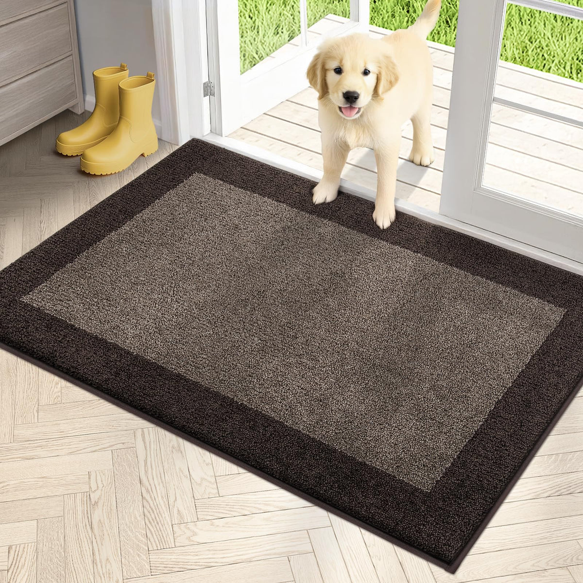 PURRUGS dirt-trapping door mat front view; captures mud and moisture