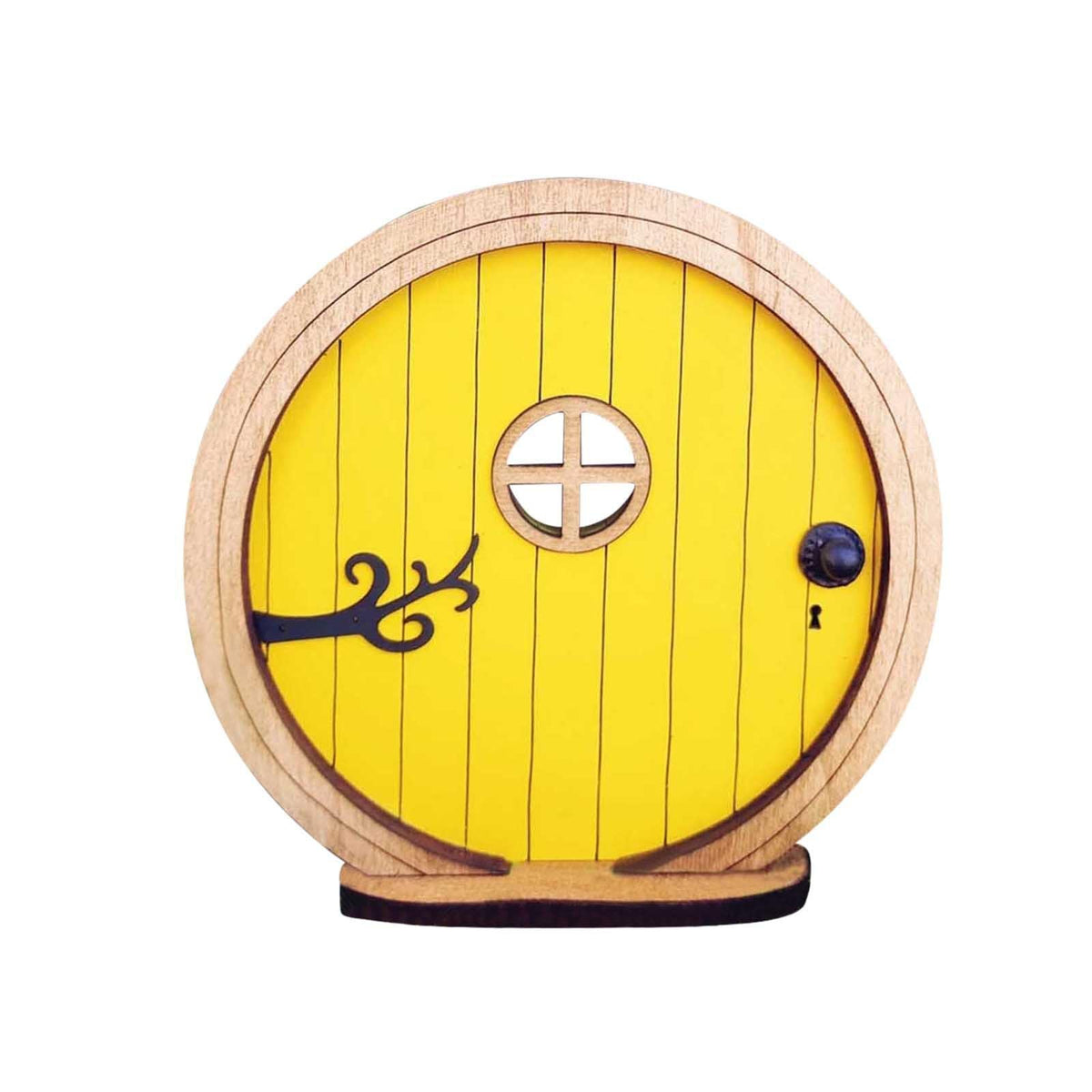PurYupearl fairy door on a tree trunk adds whimsy to outdoor decor.