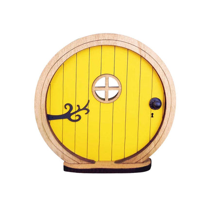 PurYupearl fairy door on a tree trunk adds whimsy to outdoor decor.