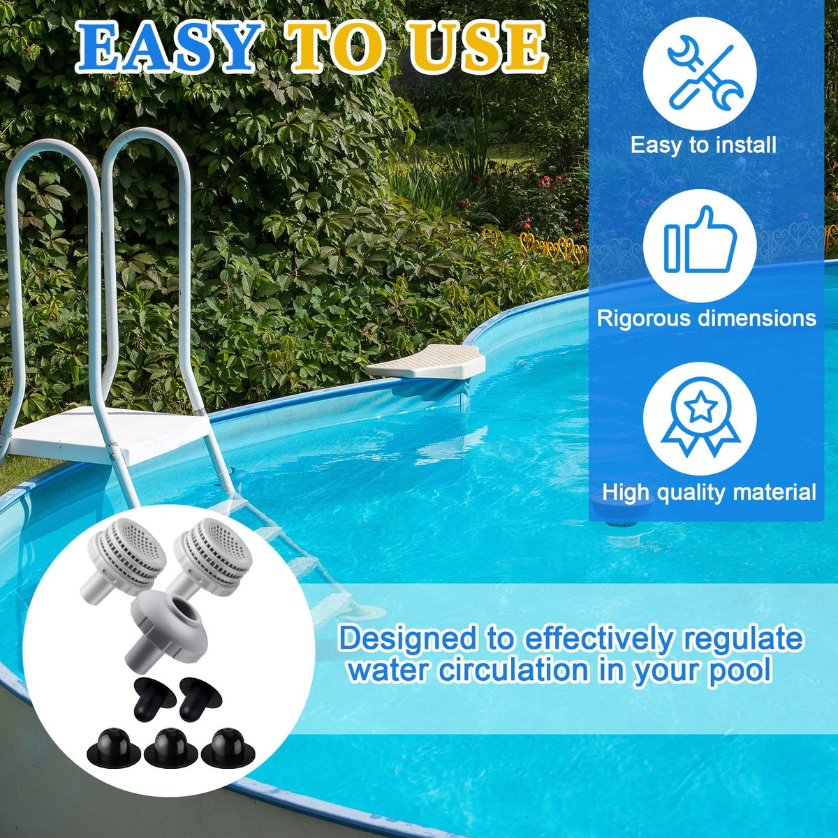 Pushglossy kit installed on an above-ground pool for better circulation