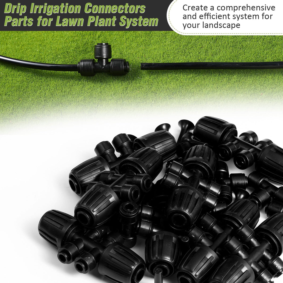 Pushglossy outdoor irrigation fittings withstand UV and weather.