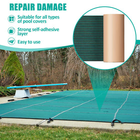 Pushglossy patch kit usage demonstration for fast pool cover repairs.
