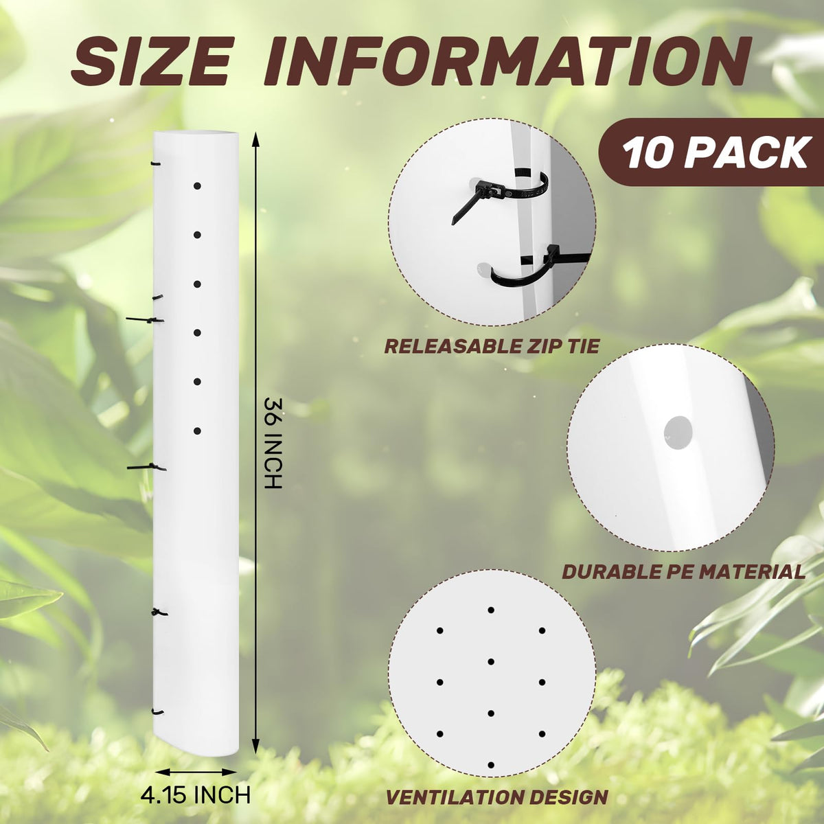 Pushglossy sapling protector 36in white creates a mini greenhouse for seedlings.