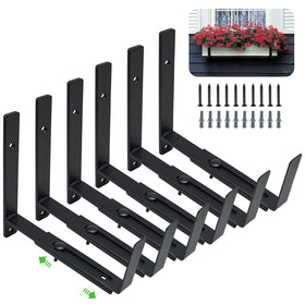 Pusonor adjustable window box bracket with slider base rail supports 6–12 inch planters.