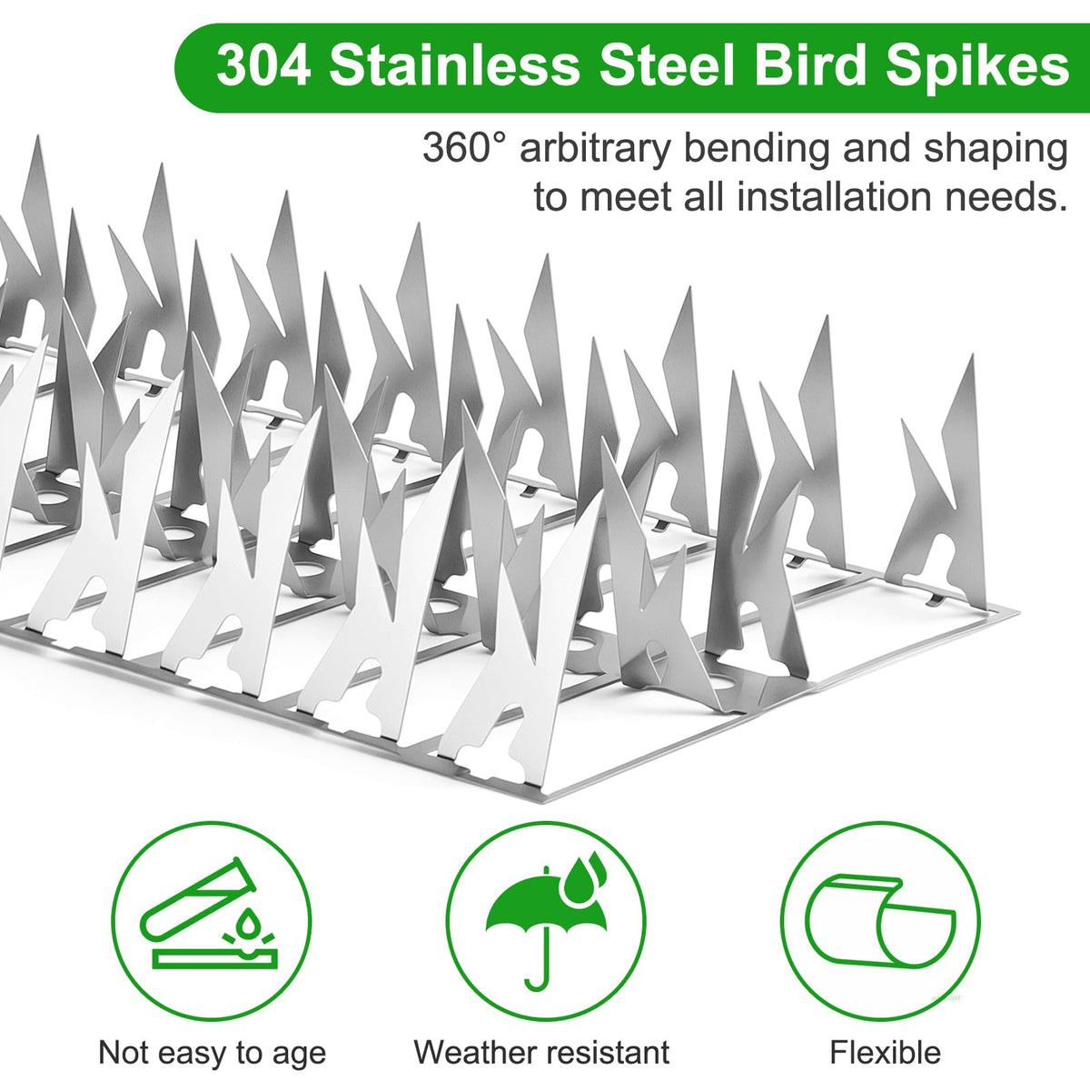Puthpy Adjustable spikes wrap around poles for flexible, easy installation.