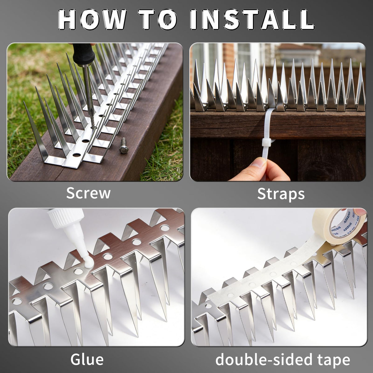 Puthpy outdoor spikes installed along roof edge and gutter