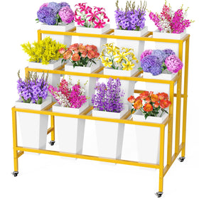 Putros flower display stand with 12 buckets organized blooms for indoor or outdoor use.