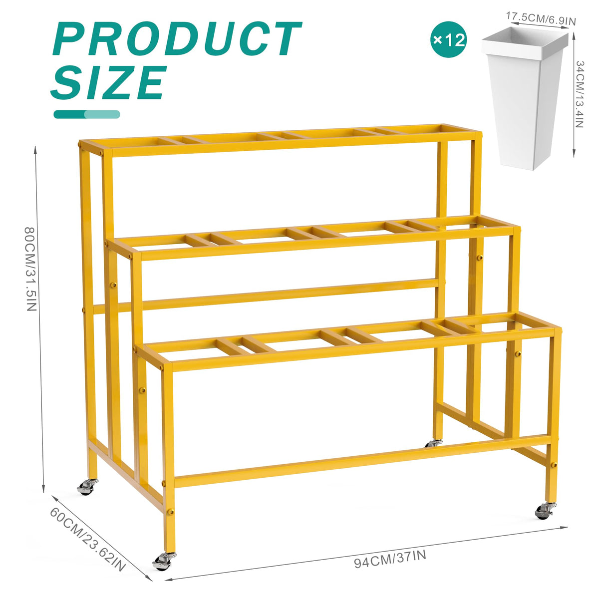Putros metal flower cart with wheels offers easy mobility and stable display.