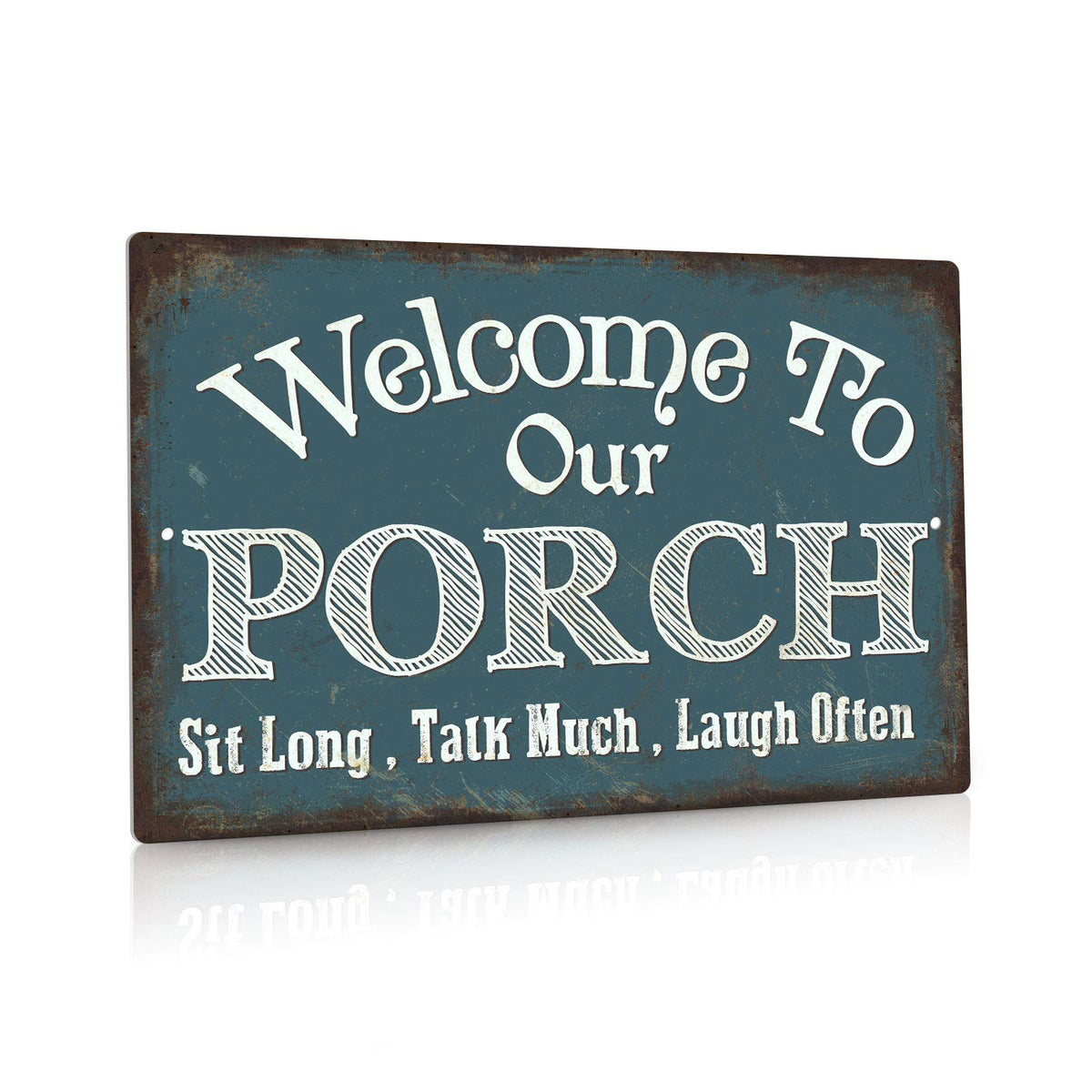 Putuo Decor welcome porch sign in aluminum; durable indoors or outdoors with vintage charm