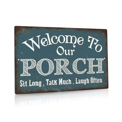 Putuo Decor welcome porch sign in aluminum; durable indoors or outdoors with vintage charm