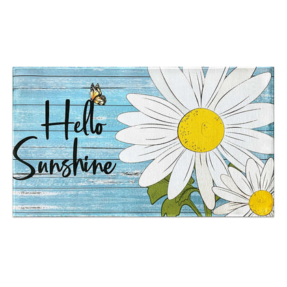 Putware daisy summer door mat with hello sunshine for a welcoming entry.