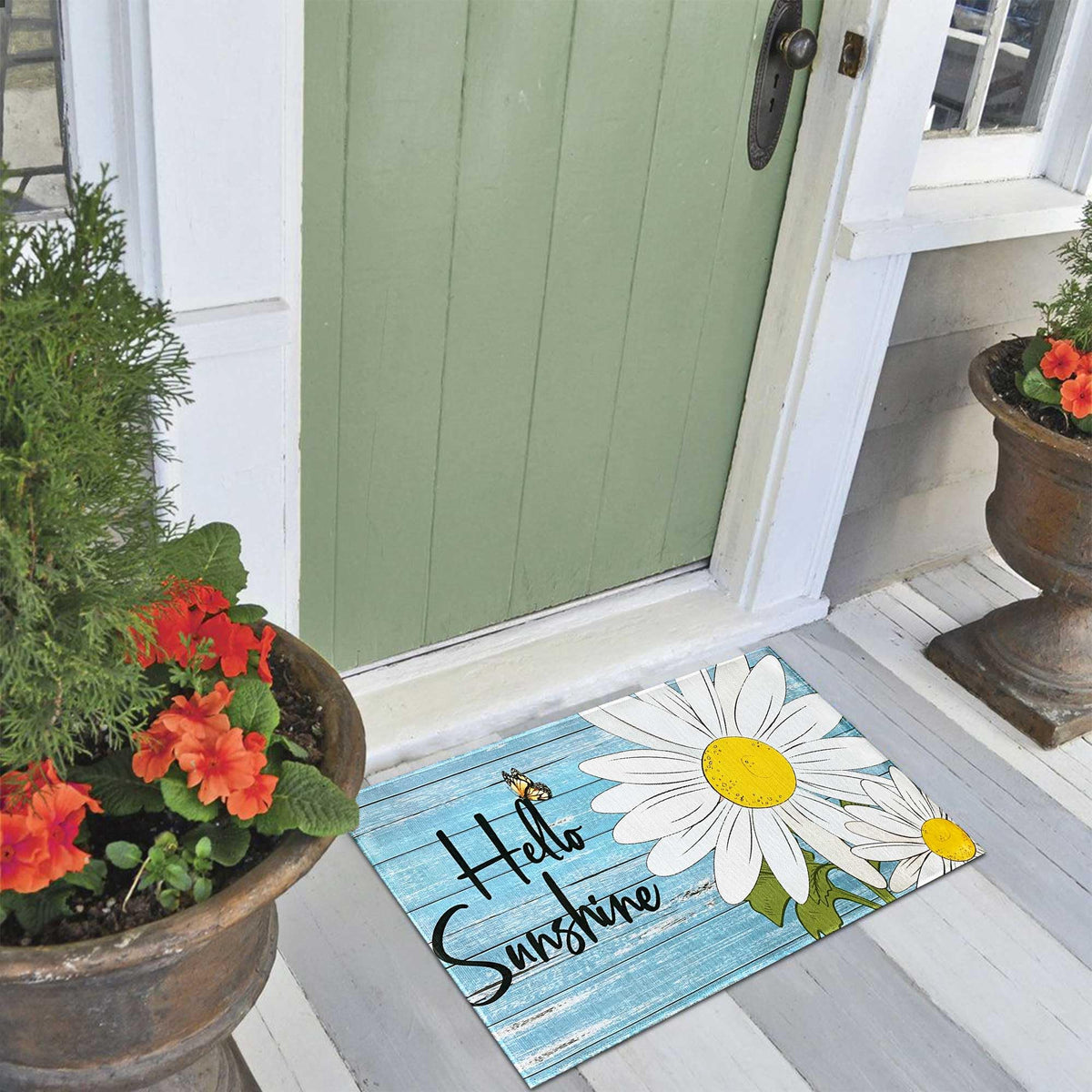 Putware front porch mat adds cheerful summer decor to entryways.