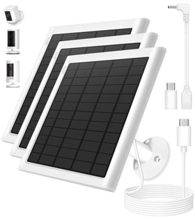 PUUQII 8W solar panel mounted on Ring Stick Up Cam for continuous charging in daylight