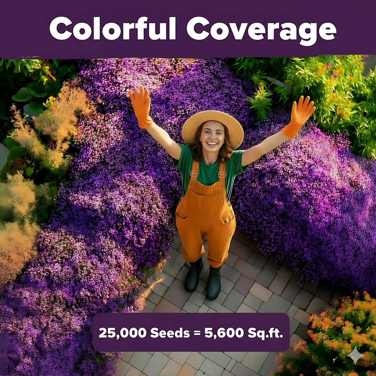 PUVWEZN purple creeping thyme seeds forming a pollinator-friendly ground cover.