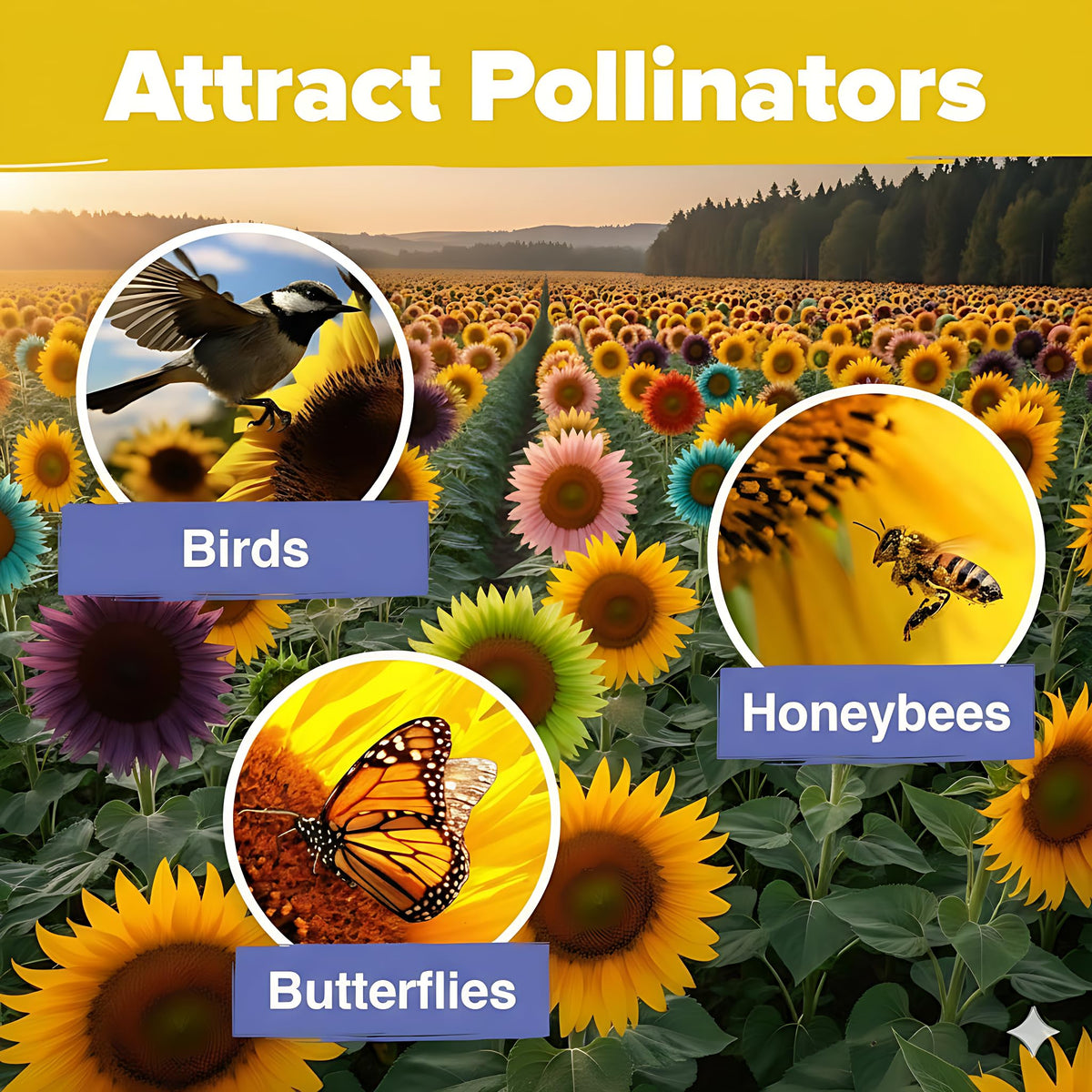 PUVWEZN sunflowers attract bees and butterflies for pollinator-friendly spaces