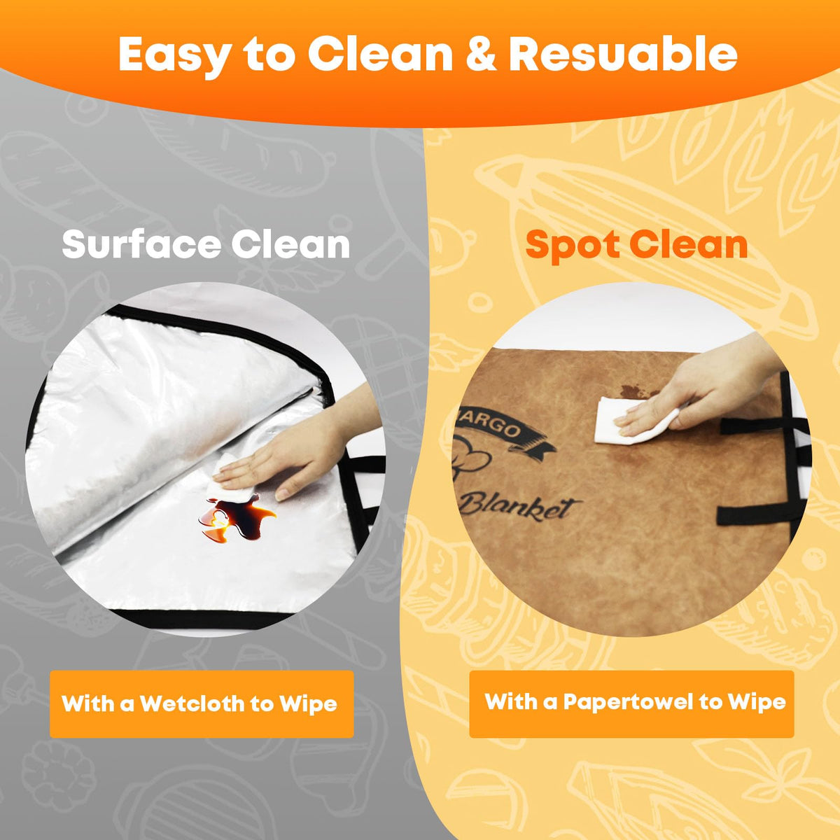 Puxinargo BBQ blanket leak-proof liner prevents messes during use.