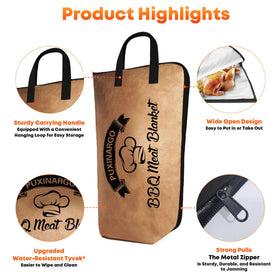 Puxinargo BBQ blanket portable foldable design fits into a bag for tailgates.