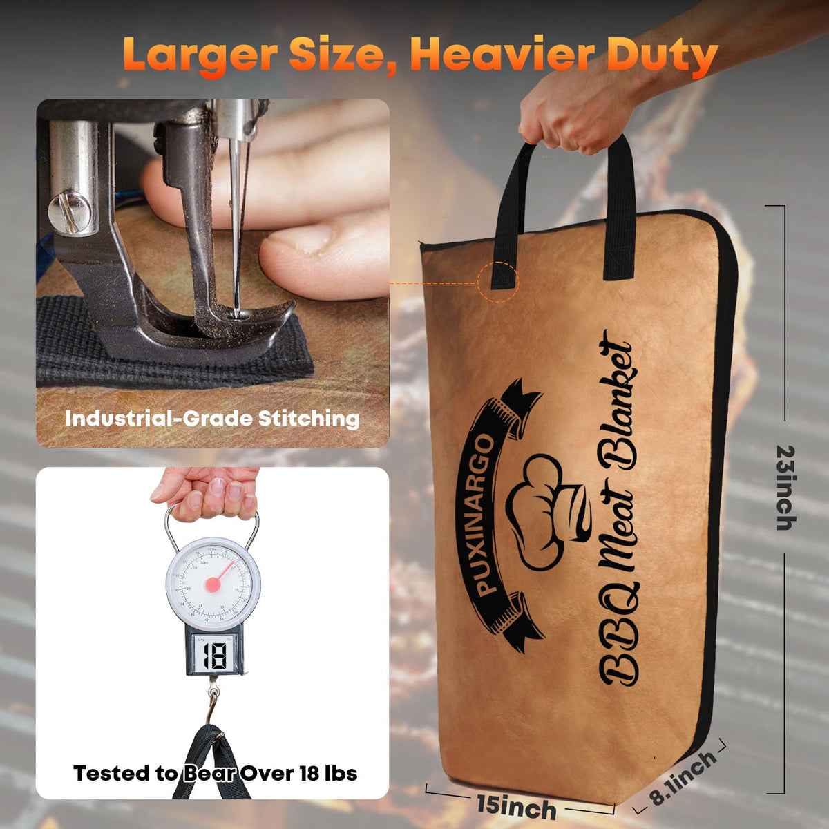 Puxinargo BBQ blanket reinforced handles and stitching prevent tearing during transport.