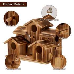 Puyikes bird house features a hanging metal ring for easy placement