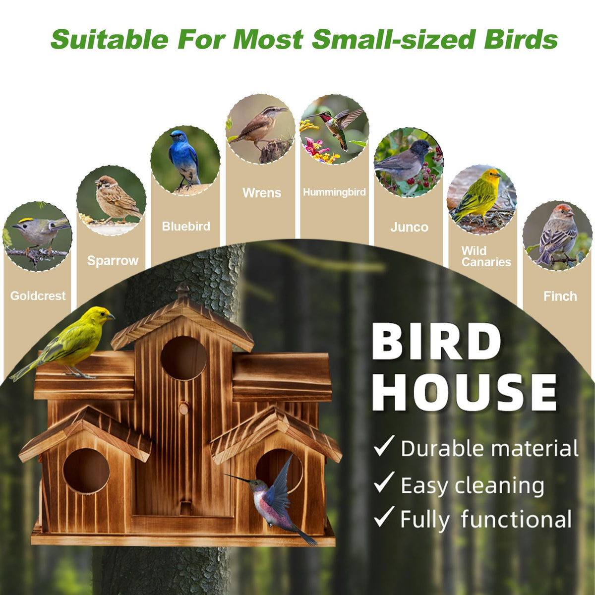 Puyikes cedar bird house with waterproof coating withstands weather