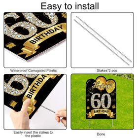 Puyruiv 60th yard sign made of thick cardboard resists wind and rain for lasting outdoor use.