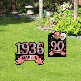 Puyruiv 90th birthday yard sign with stakes ensures secure display during parties.