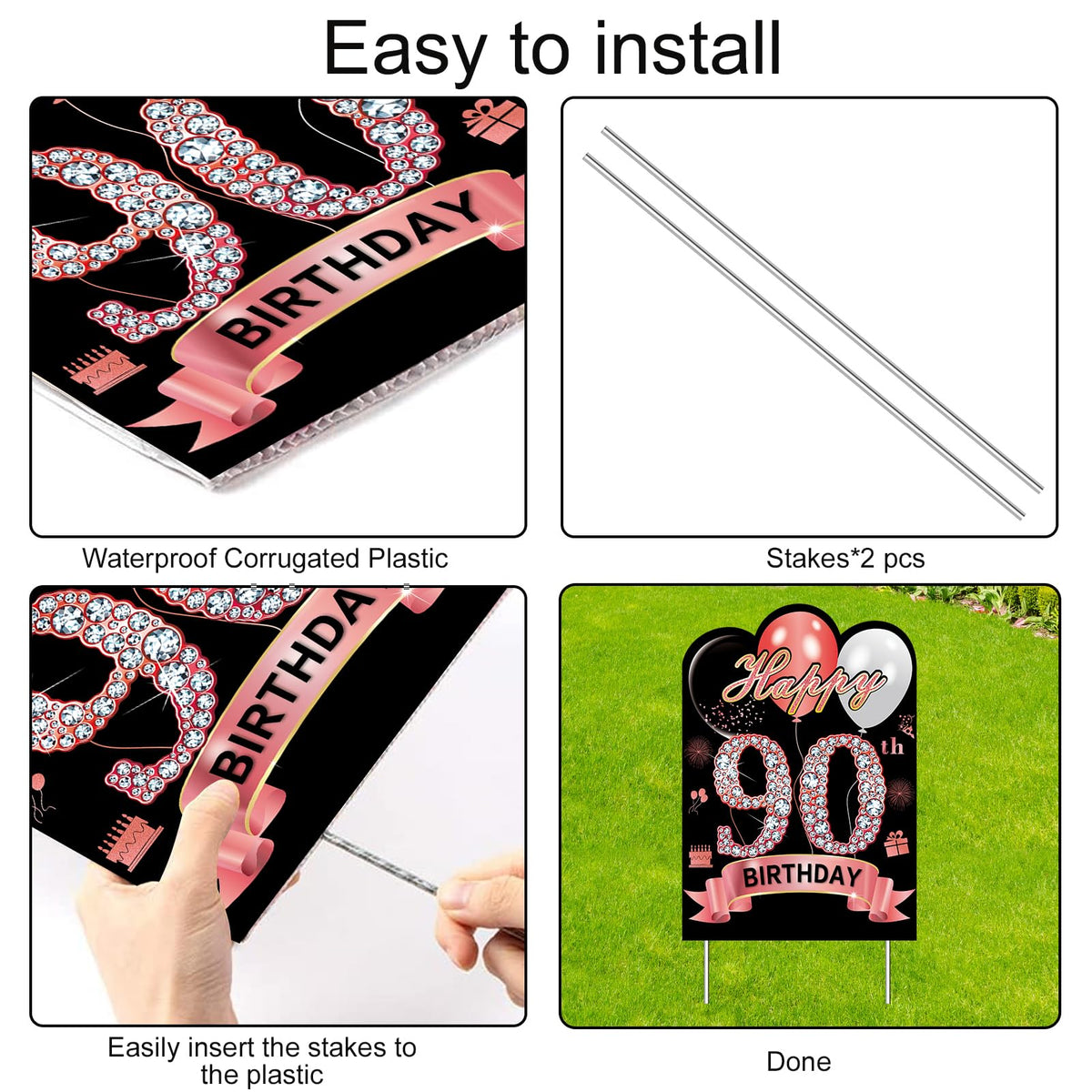 Puyruiv sign set includes 2 stakes for quick, secure installation.
