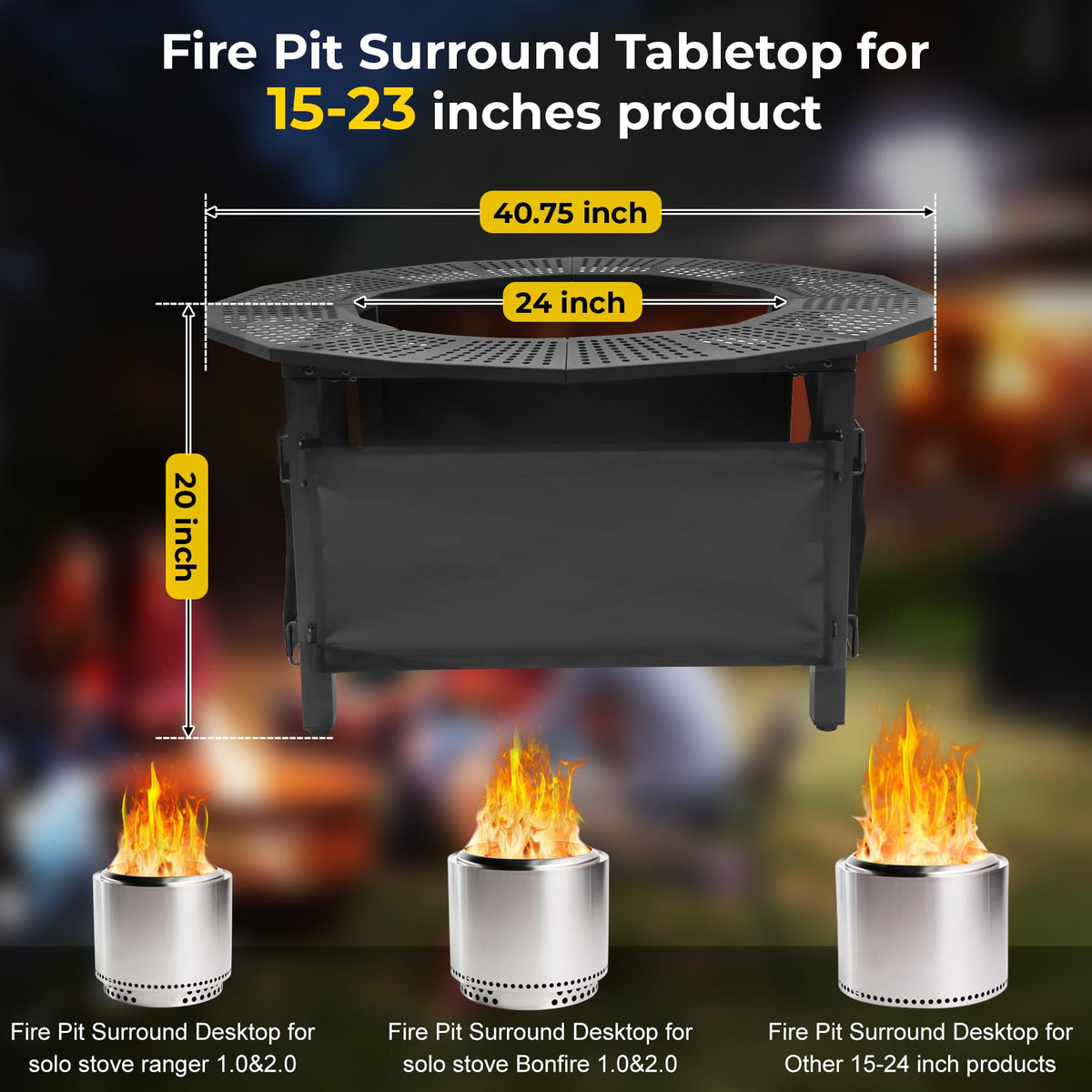 Puzau rust-resistant metal fire pit surround adds durable protection