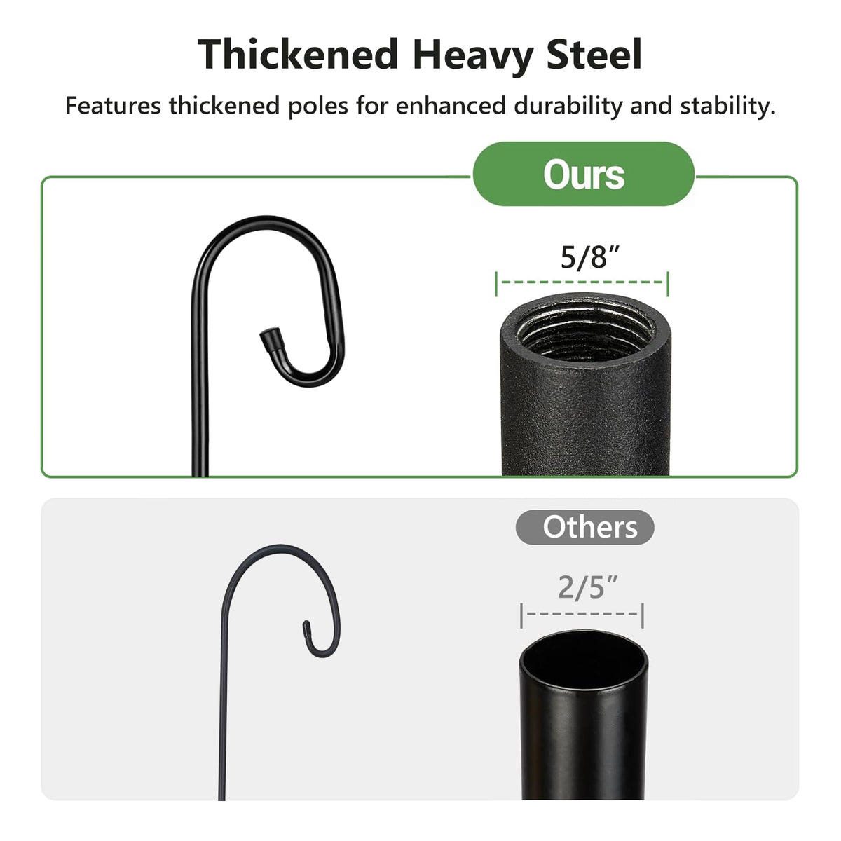 Pvifvi adjustable-height shepherd hook adapts to tall planters and feeders